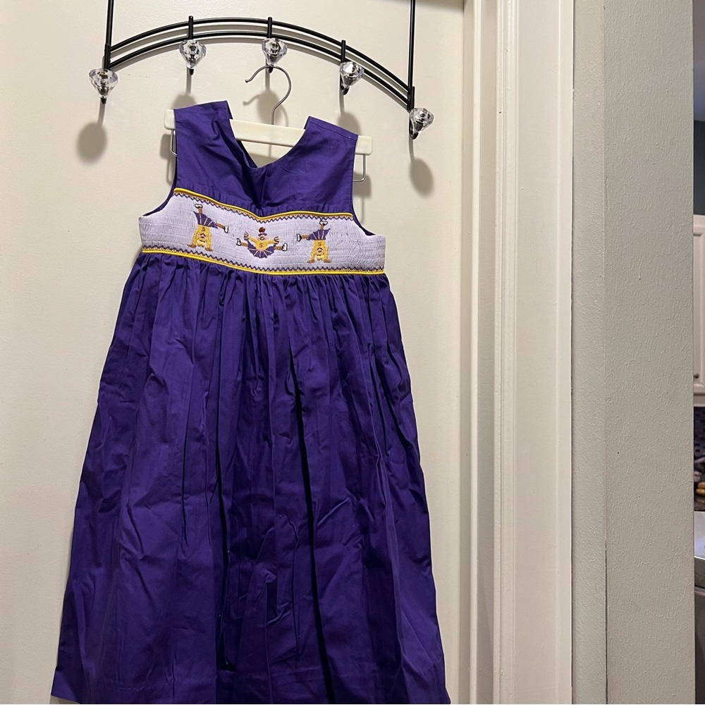 - Remember Nguyen Smocked Game day Dress Lsu Gold Purple football cheer pr…